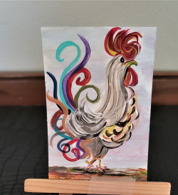 Mini Rooster "Strutting" with Easel