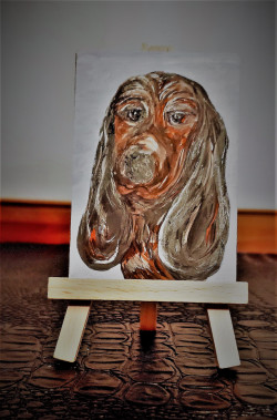 Long Ear Hound Dog Mini Painting with Easel