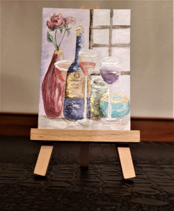 Wine and Roses Mini Painting with Easel
