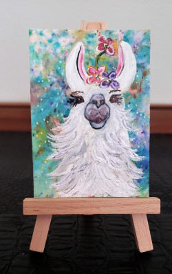 Laughing Llama Mini Painting with Easel