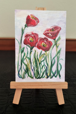 Poppies Mini Painting with Easel