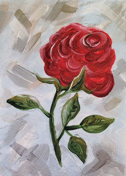 Red Rose Mini Painting with Easel