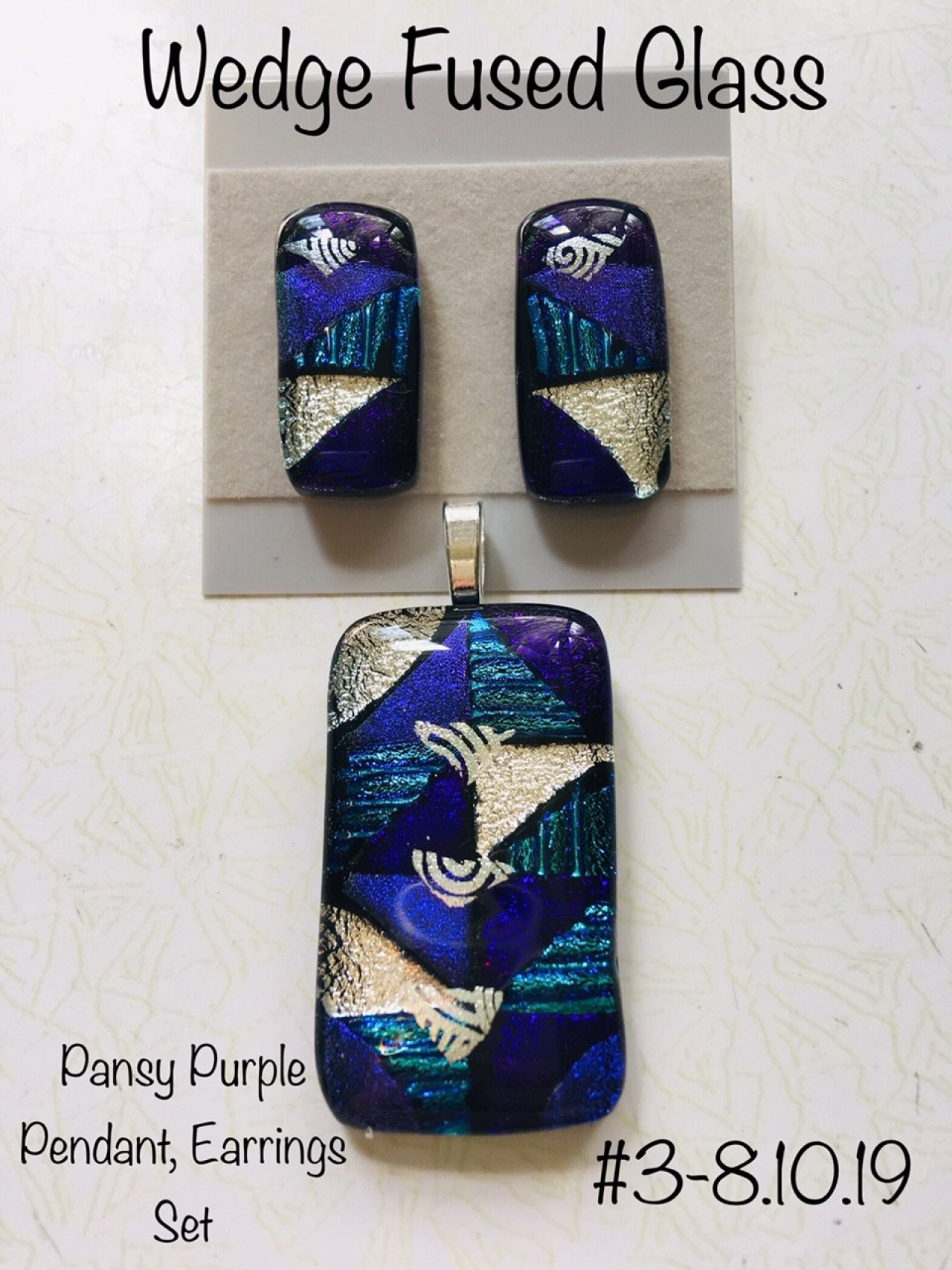 Pansy Purple pendant and earrings set