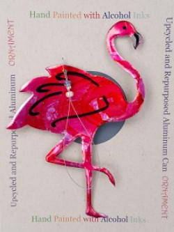 Recycled Aluminum Can Flamingo Ornament