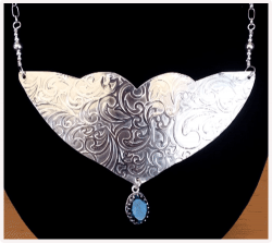 Sterling Silver Gorget Necklace with Topaz Drop